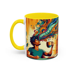 "Coffee is My Superpower"- Colorful Artistic Accent Coffee Mug