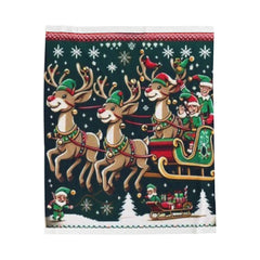 Cozy Christmas Velveteen Plush Blanket with Santa Sleigh Design